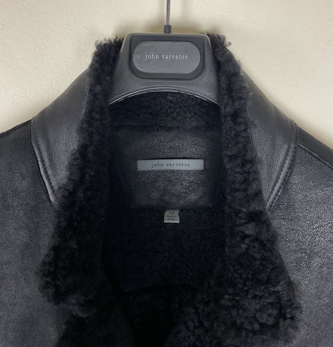 $3998 John Varvatos Collection Leather Shearling Coat Jacket EU58