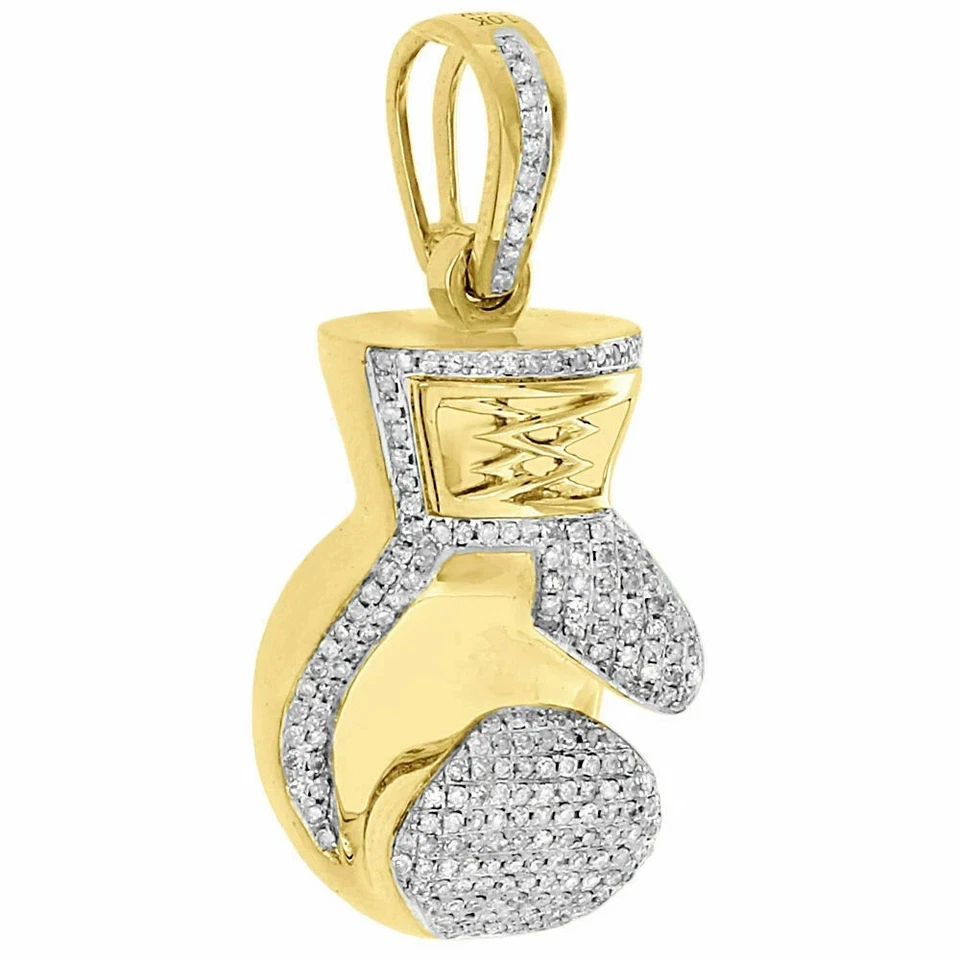 Guante de Boxeo Colgante Hombre 3D Diamante Redondo 1" Dije 0.80 CT Oro Amarillo 14K FN Foto 2 de 4