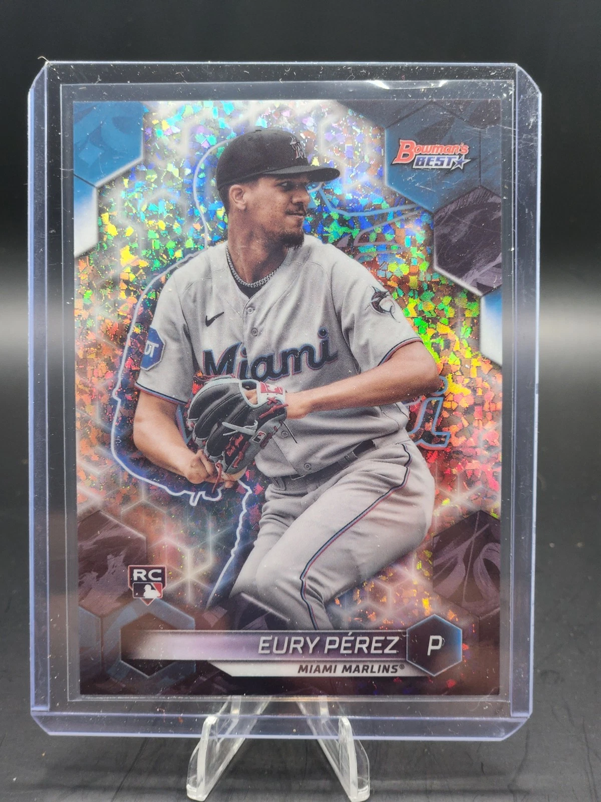 Eury Perez 2023 Bowman's Best #34 Mini-Diamond RC /299 - Miami Marlins