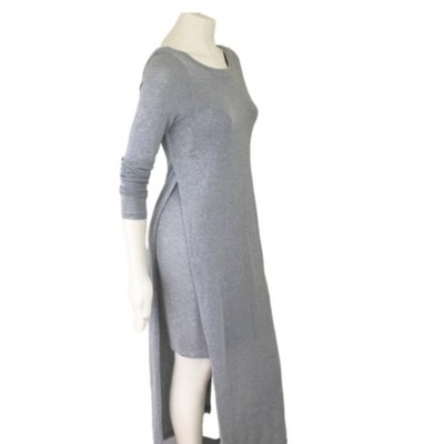 NWT THREE DOTS Layered Metallic Knit Maxi Dress in Gray Silver WOMEN'S SMALL