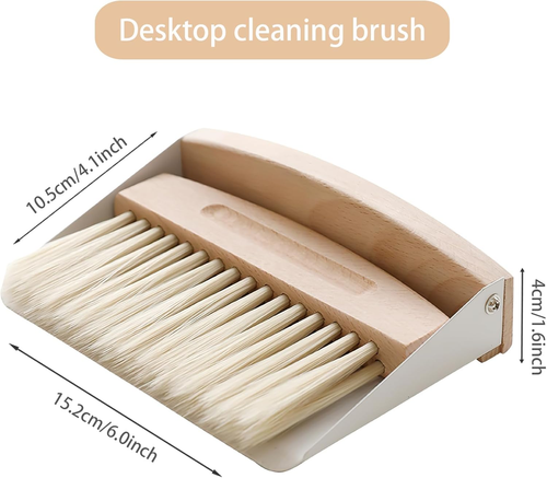 Mini Dustpan and Brush Set, Small Beechwood Broom and Dust Pan Set, Portable Cle - Picture 3 of 12