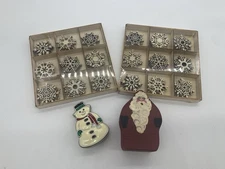 Assorted Small Christmas Decorations Lot Santa Snowman Snowflakes