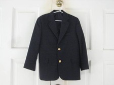 Nordstrom Boy's Blazer Dark Navy Blue Wool Brass Buttons Size 7 Preppy Academia