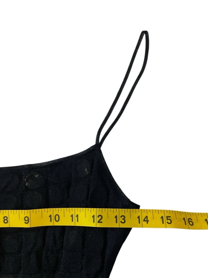 Vintage Y2K sheer mesh Richard Tyler LBD spaghetti strap sexy vamp glam size S - Image 3 of 4