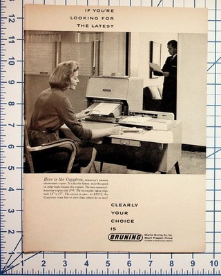 Bruning Copytron Electrostatic Copier Vintage 1960s Office Equipment Ad