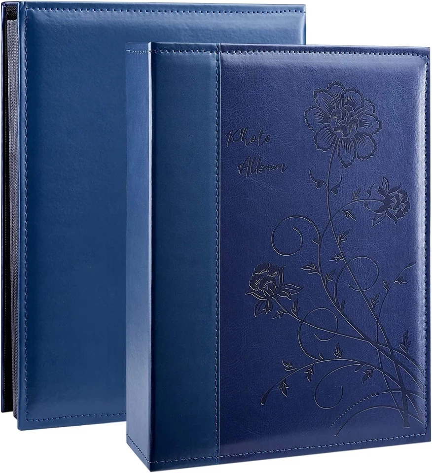 Photo Album 4x6 300 Photos Large Capacity Leather Cover Wedding Family Blue - Image 3 of 4