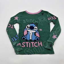 Disney Stitch Sleepwear Long Sleeve Shirt Girls 6 Green Graphic Print. 39569