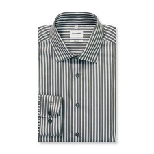 Olympus Level Five Body Fit Mens Business Shirt Grey Green White Striped 200984 48