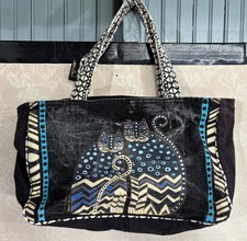 Laurel Burch Cat Theme Design Tote Bag Purse 15"