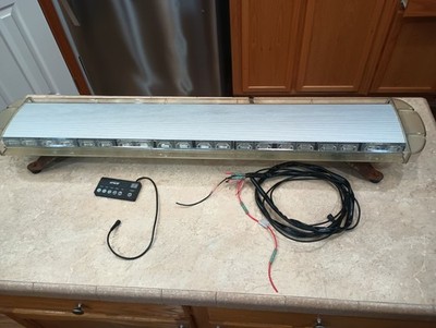 LED Rooftop Strobe Light Bar Emergency Hazard Warning Control White Amber 46''