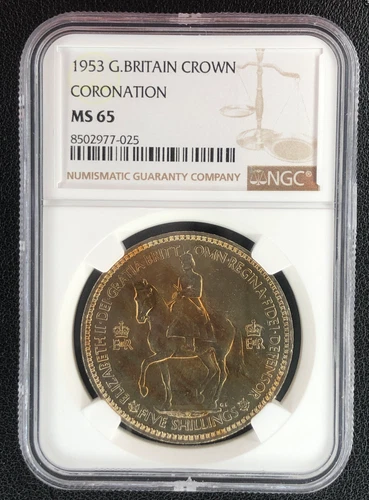 1953 Great Britain Coronation Crown Silver NGC MS65 Coin Uncirculated Rare