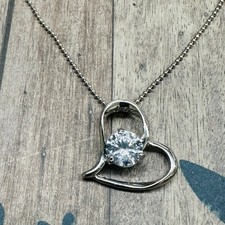 Silver Dainty Crystal Heart Necklace B5