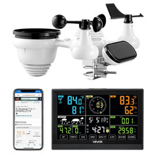 VEVOR 7-in-1 Wi-Fi Weather Station, 7.5-Inch VA Display, Solar Powered Wireless