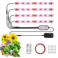 LED Grow Light Strips Full Spectrum for Indoor Plants Timer Dimmable 4 Pack
