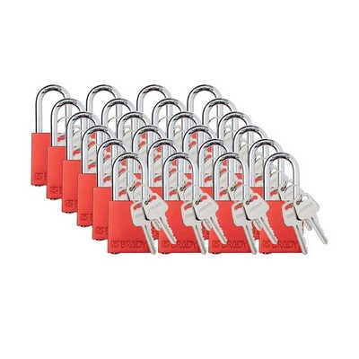 BRADY SDAL-RED-38ST-KA24 Padlock,6 Pins,Red,PK24 793EG6