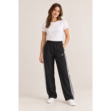 Adidas Black White Three Stripe Wide Leg Track Pants Women s S