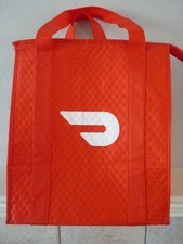Doordash Insulated Food Bag Delivery Red Totes Zipper 15x13x9