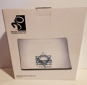 PRIMA DONNA JEWISH HOLIDAY PASSOVER PESACH SEDER 10" GLASS MATZAH PEDESTAL PLATE