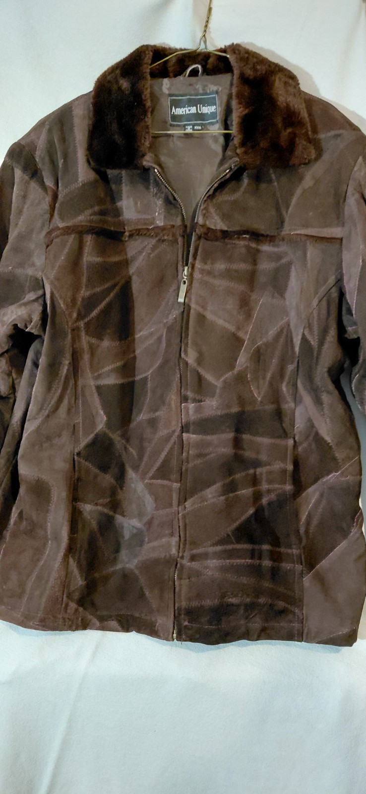 Leatherpatch Coat with fur cuffs and collar - image 9