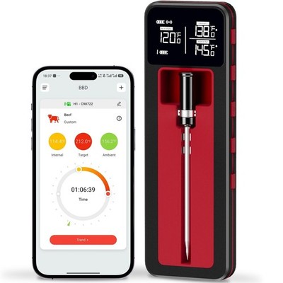 Smart Wireless Meat Thermometer IP67 Ultra-Thin Probe ±0.5  Accuracy Bluetooth