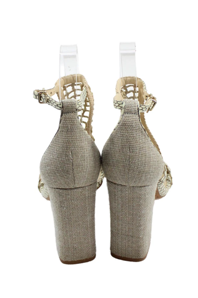 Alexandre Birman Womens Woven Leather Printed Ankle Strap Shoes Brown Sz 7.5 - Image 3 of 4