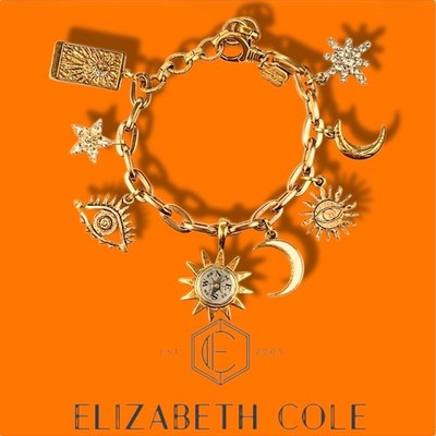 Elizabeth Cole Jewelry Skylar Charm Bracelet 24K Gold Plated  Celestial