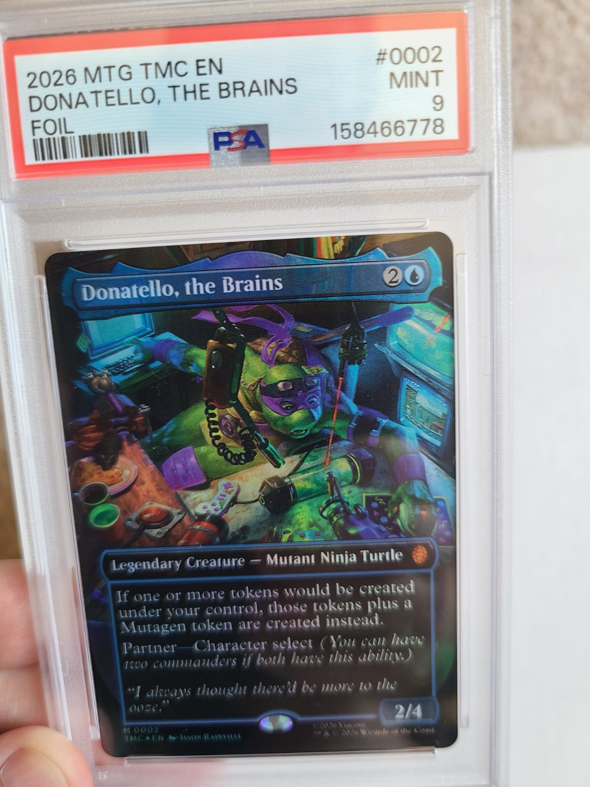 MTG FOIL Donatello the Brains PSA 9 MINT 2026 Ninja Turtles Mythic Card #0002 view 2