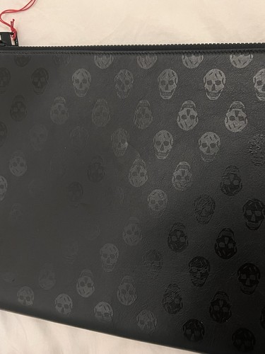 Alexander McQueen A4 Zip Bag Pouch Black Skull £610 New - Picture 6 of 12