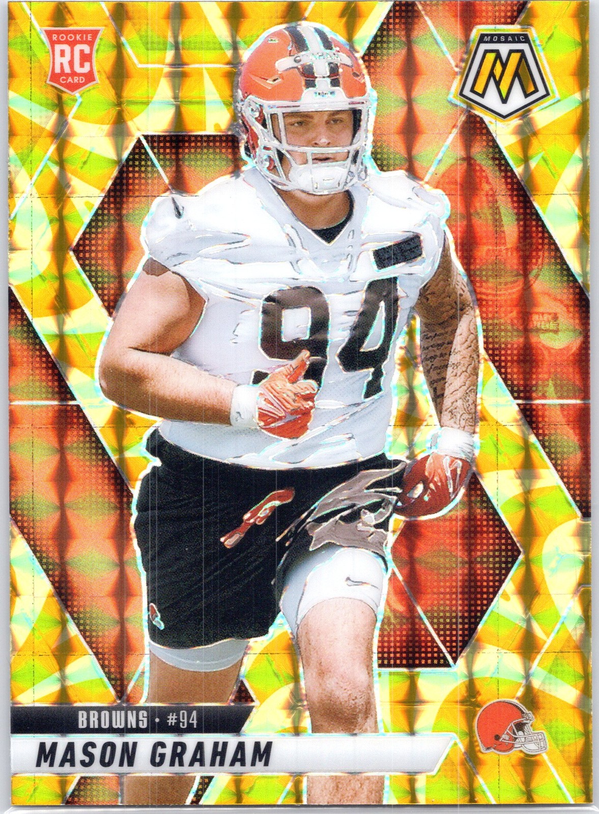 2025 Panini Mosaic #311 Mason Graham Mosaic Reactive Yellow Cleveland Browns