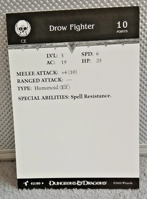Drow Fighter #62 NUR  Karte Harbinger, DnD Miniatur Wizard 2003