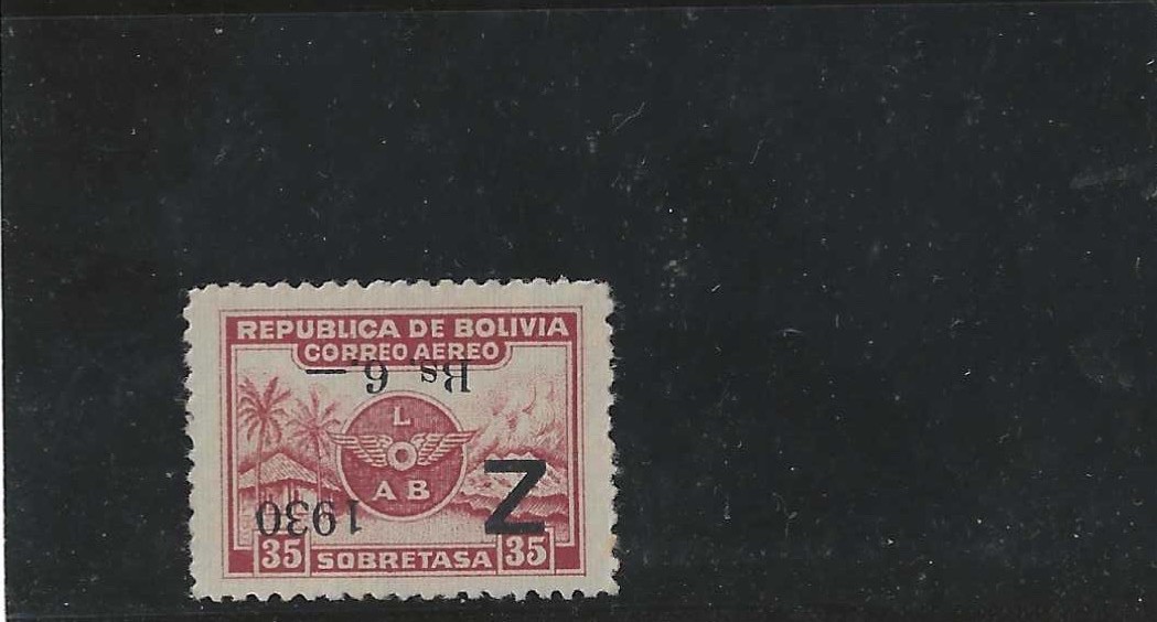 BOLIVIA SC #C26a 1930 35c. INVERTED ZEPPELIN MINT full OG with cert.