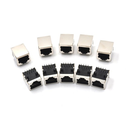 10* RJ45 Right Angle Network Ethernet 8P8C Female Socket PCB Solder Connectors - Photo 9/13
