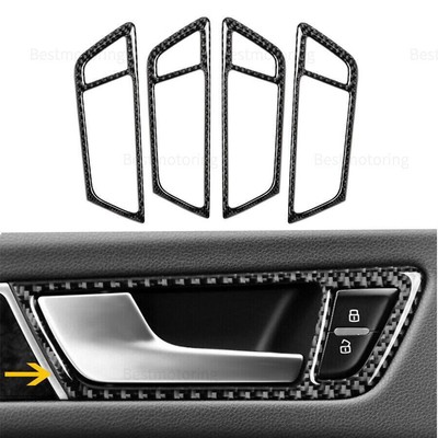 4Pcs Carbon Fiber Inner Door Handle Frame Cover For Audi Q5 2010-18 SQ5 2014-17