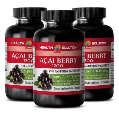 Cardiovascular protection food - ACAI BERRY - Antioxidant source 3 Bottles 180C