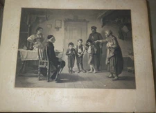 RARE ANTIQUE ENGRAVING  by BENJAMIN VAUTIER "THE TRIBUNAL" LARGE ART ESTATE FIND