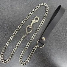 Leather Long Handle Steel Chain Leash Cosplay Trigger Clasp