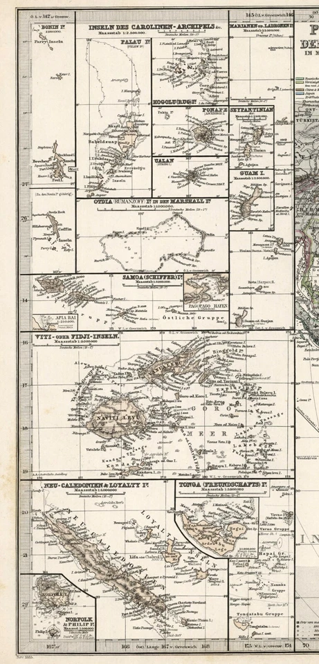 Steiler Maps 1884: Polinesia en el Océano Pacífico (juego de dos mapas) Foto 4 de 4