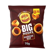 Hula Hoops Big Hoops Bbq Beef Crisps 20 x 70g Bags Bold Smoky Flavour Snack