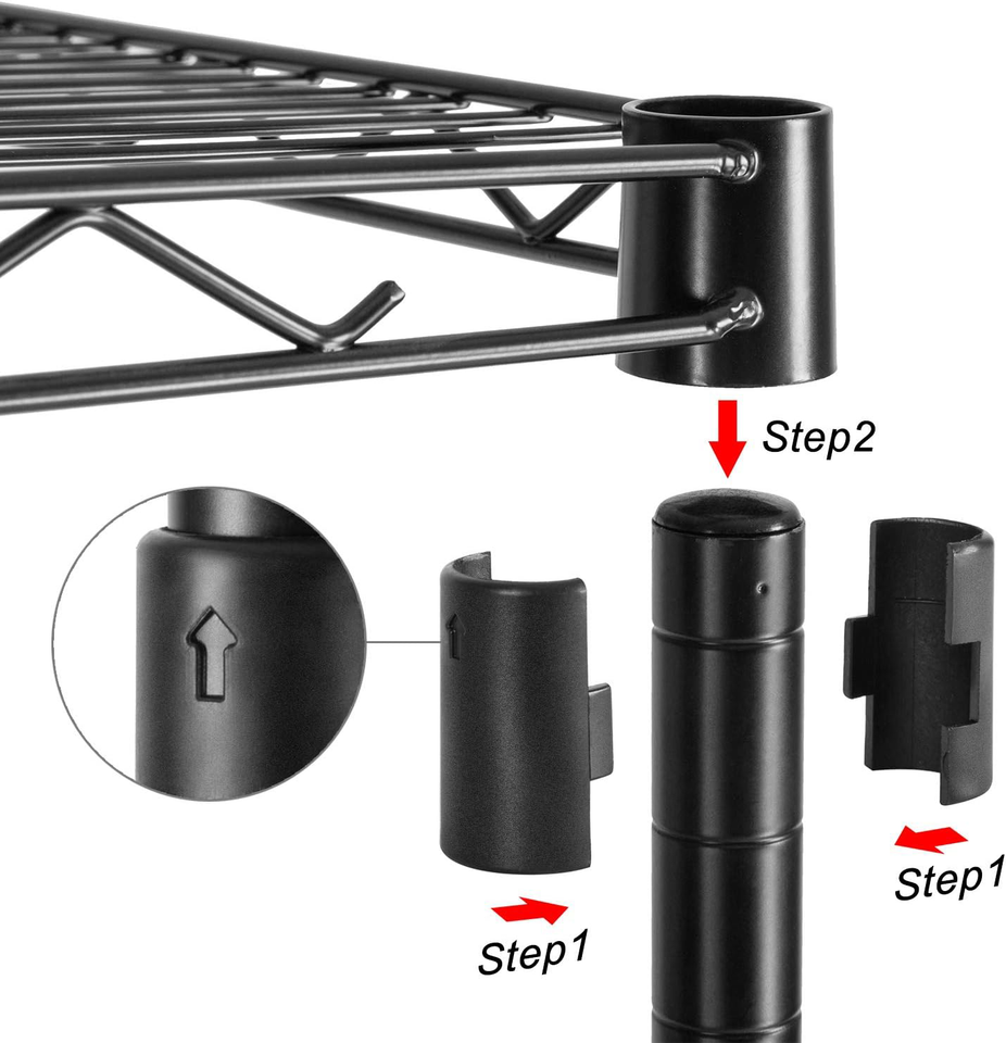 HollyHOME 4 Shelves Adjustable Steel Wire Shelving Rack, Metal Heavy