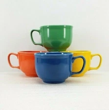 set 4 JUMBO soup chili Mug CUP shamrock daffodil poppy lapis NEW FIESTA 18 0Z.