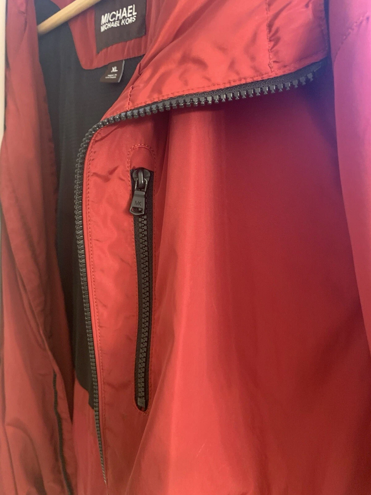 Giacca a vento Michael Kors uomo rossa con cappuccio taglia XL