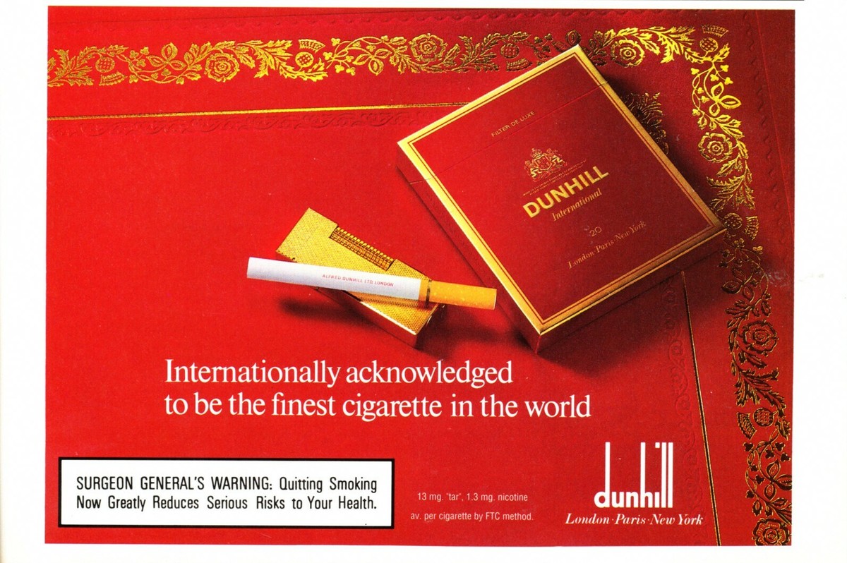 DUNHILL CIGARETTE AD #2 RARE VINTAGE OUT OF PRINT HALF PAGE | eBay