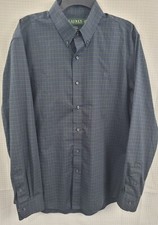 Lauren Ralph Lauren Slim Fit No Iron Blue/Green Plaid Button Down Shirt Mens 17