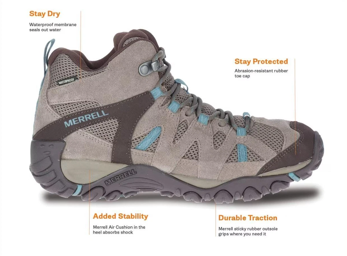 New Women s Merrell Deverta 2 Mid Waterproof Hiking Boots Shoes Size 6 11 J03474