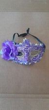 Venetian Sparkle Purple Costume Face Eye Mask Halloween Bling Glitter free ship