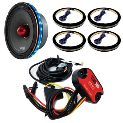 4x Universal RGB Speaker Light Rings 6'' LED Bluetooth Remote Control DS18