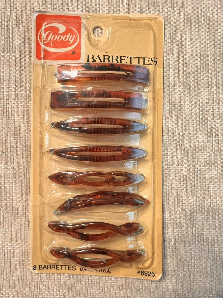 vintage goody barrettes mock tortoise 1975 #6926 Stay Tight Made In USA 3in
