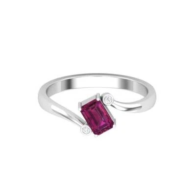 0.83 Karat Granat & Natürlicher Diamant Verlobungsring 10k Echt Weißgold - Bild 1 von 4