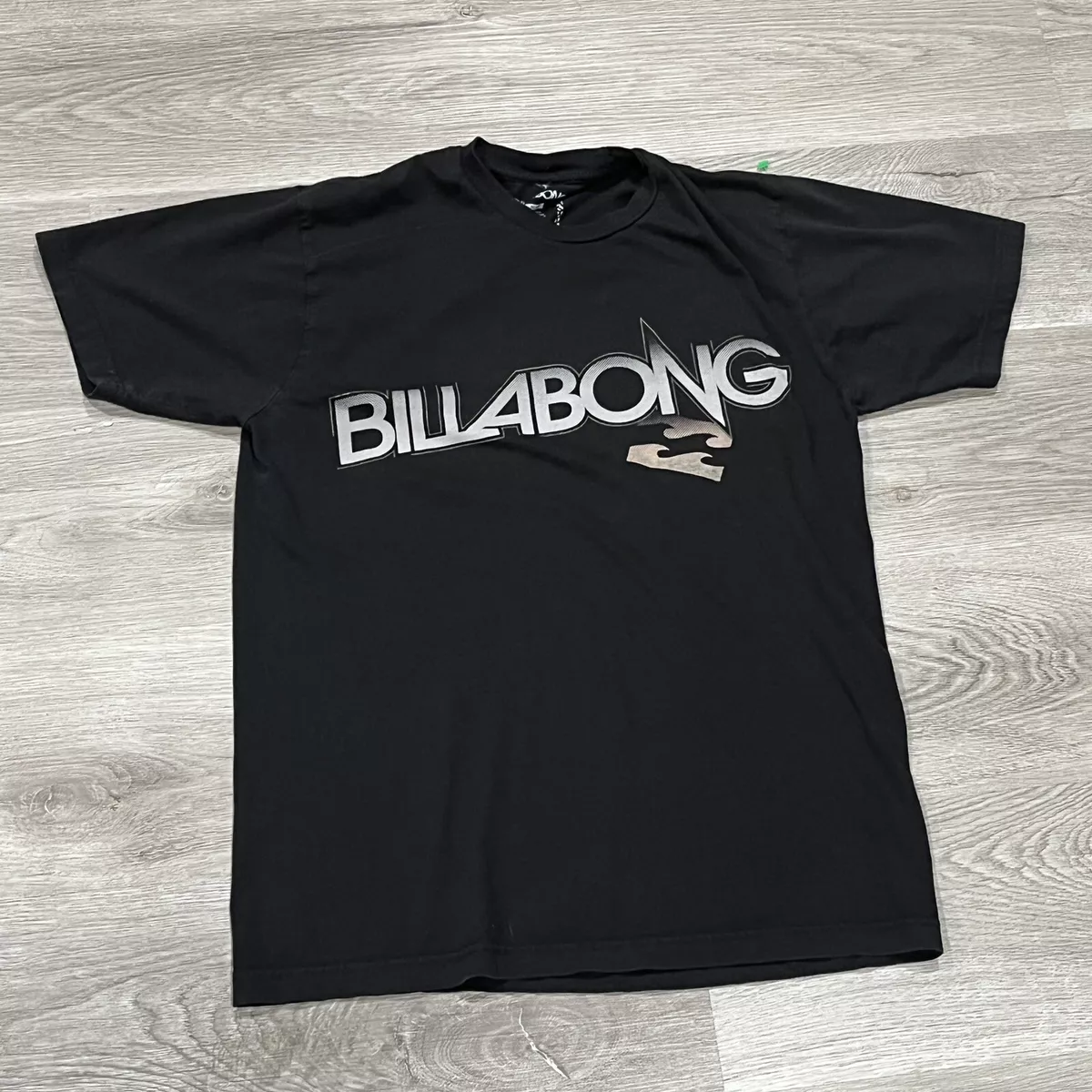 Billabong Mens T Shirt Medium M Logo Black Short Sleeve Cotton