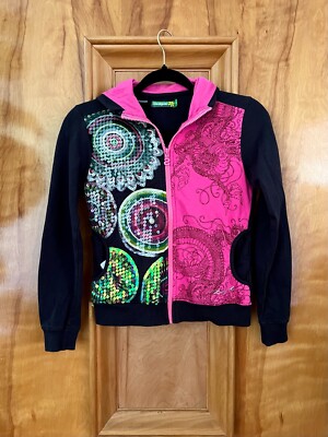 Desigual Jacket Girl's Long Sleeve Zip Hooded Size 9/10